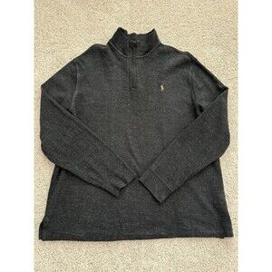 Polo Ralph Lauren Men’s XL Estate Rib 1/4 Zip Charcoal Sweater Flesh Pony Casual